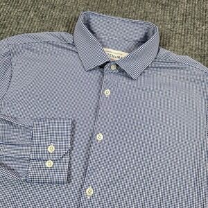 Mizzen+Main‎ Shirt Mens Large Blue Check Spinnaker Trim Fit Dress Button Up
